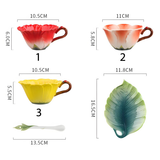 Porcelain Mug with Saucer & Spoon